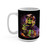 Her cauldron brews coffee — this 15oz mug is where you keep yours. Gertie the Brew-Witch, pointed hat and pumpkin-spice latte, wrapped around a proper cup. Cute-spooky, owned with a wink. Ceramic, dishwasher & microwave safe. Left side