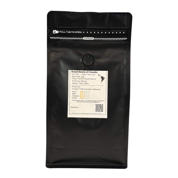 Java Time back label—blend specs, tasting sliders and quick brew tip on 12oz Coo Coo’s Coffee bag Java Time back label—blend specs, tasting sliders and quick brew tip on 12oz Coo Coo’s Coffee bag