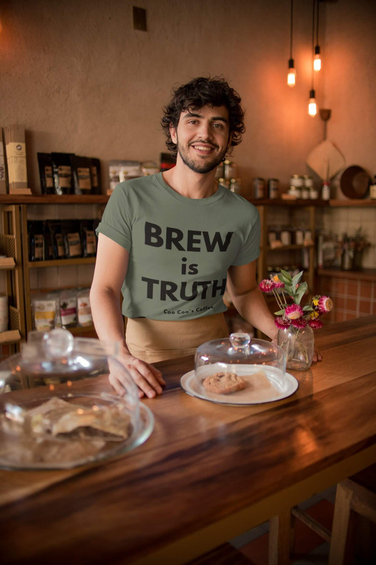 Brew Is Truth – Bold Barista Tee by Coo Coo’s Coffee