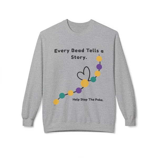 Every Bead Tells a Story bravery beads crewneck sweatshirt in sport grey – front graphic