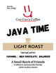 Java time, light roast
coffee front label