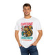 Caffeine Obsessed squirrel coffee tee by Coo Coo’s Coffee – comfort colors shirt with bold retro graphic
