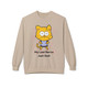 Sand sweatshirt featuring a wide-eyed cartoon cat with the phrase “My Last Nerve Just Quit” in bold black font.