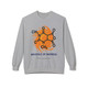 sport grey crewneck sweatshirt with caffeine molecule and orange swirl graphic – Molecule of Madness by Coo Coo’s Coffee
