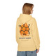 tan hoodie with caffeine molecule and “Molecule of Madness” swirl graphic on the back, chemistry gift for coffee lovers
