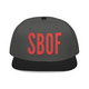 black snapback hat with red SBOF embroidery – bold coffee streetwear hat by Coo Coo’s Coffee