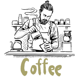 Barista brewing coffee with latte art behind the bar – click to learn how to brew coffee at home with Bert’s Brew Guide from Coo Coo’s Coffee