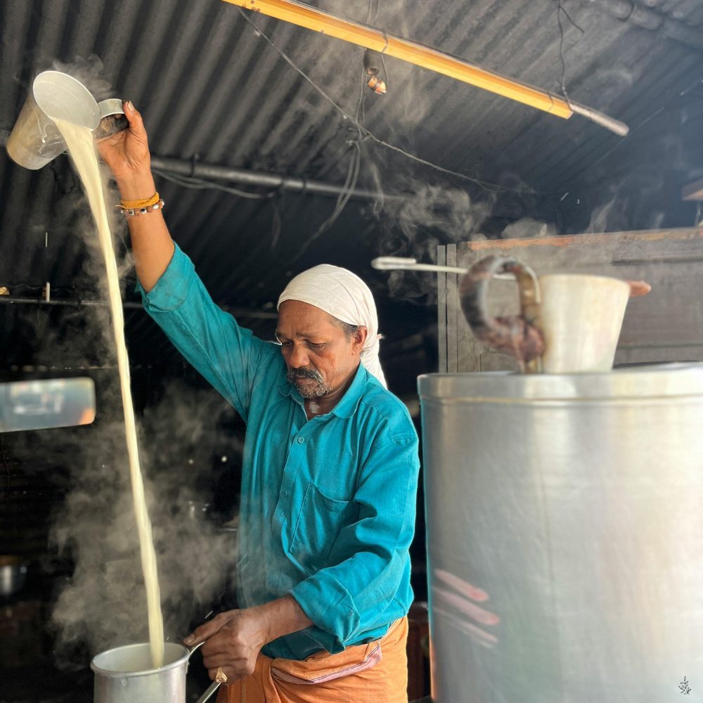 Pouring milk into chai (placeholder image)