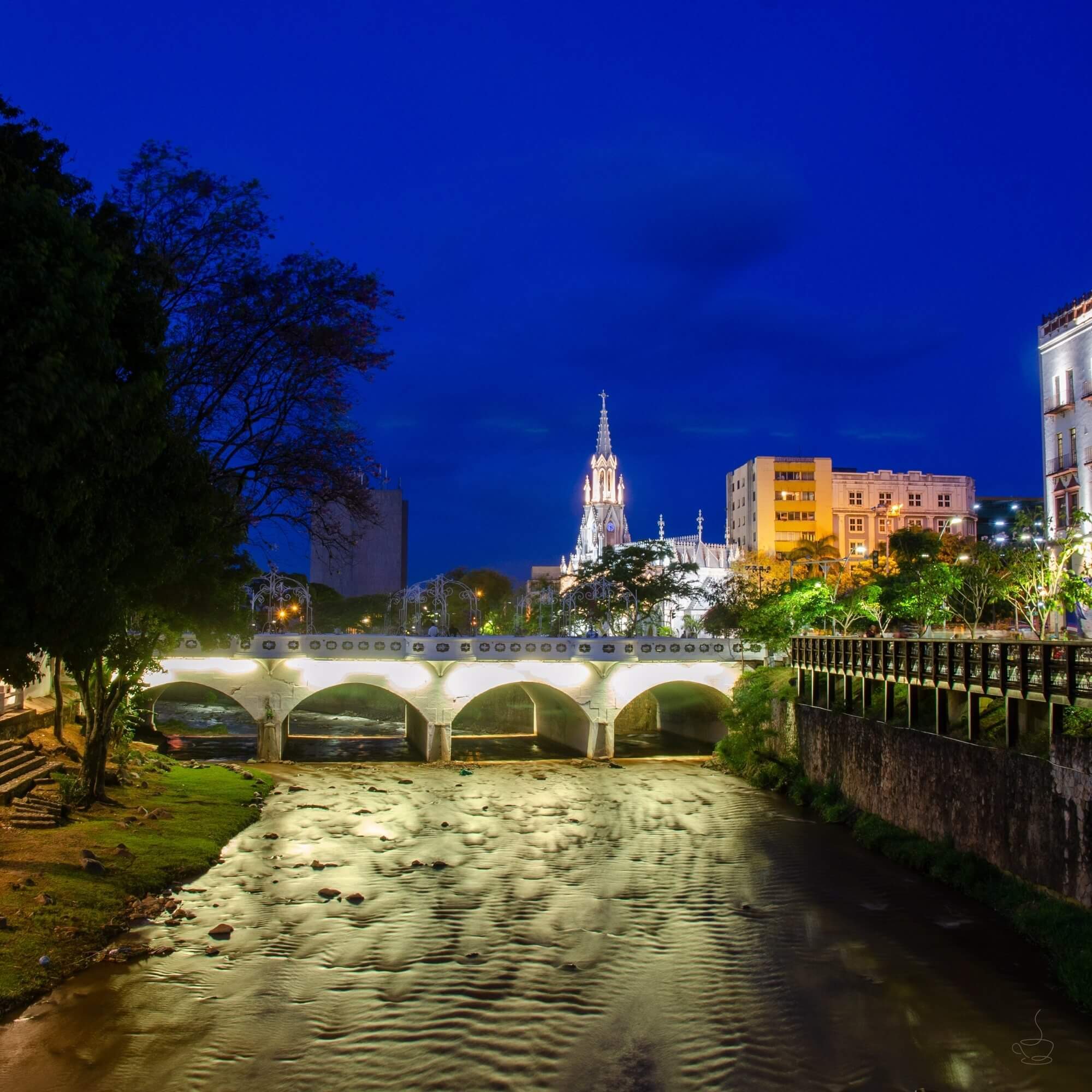 Traditional Colombian wet mill with fermentation tanks