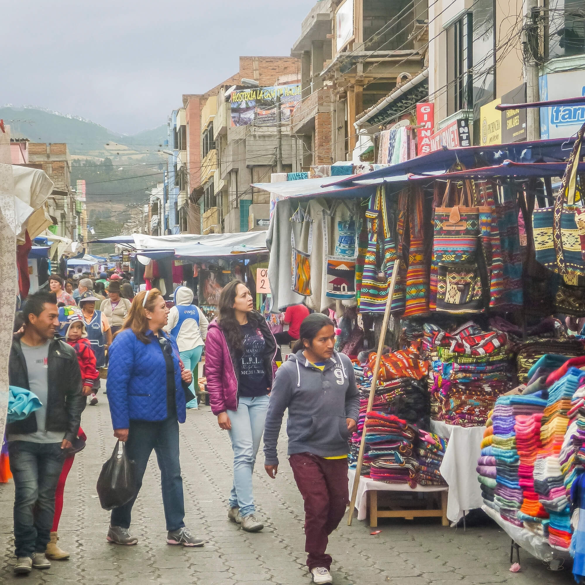 Colorful Ecuadorian town street
