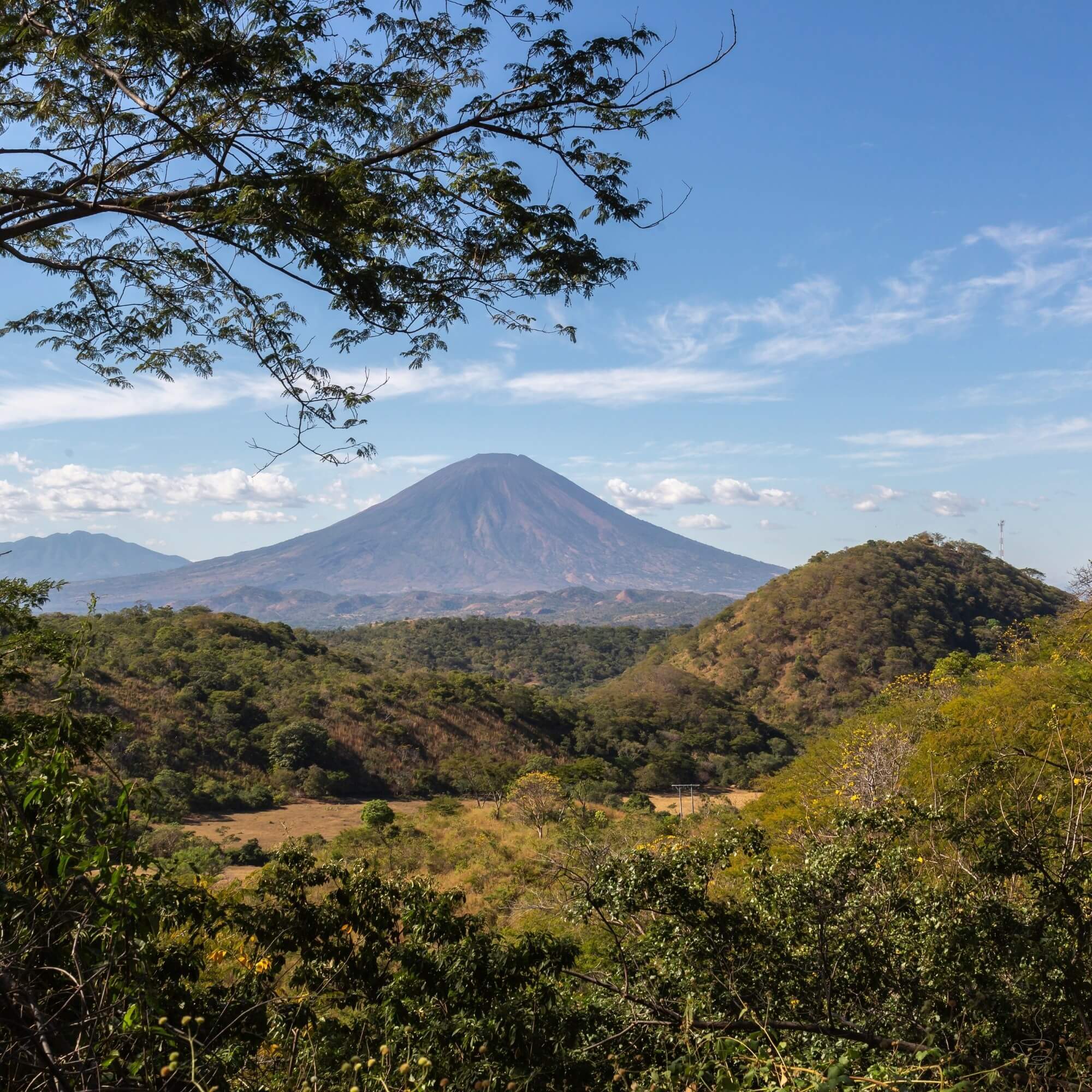 Volcano overlooking El Salvador coffee-growing region