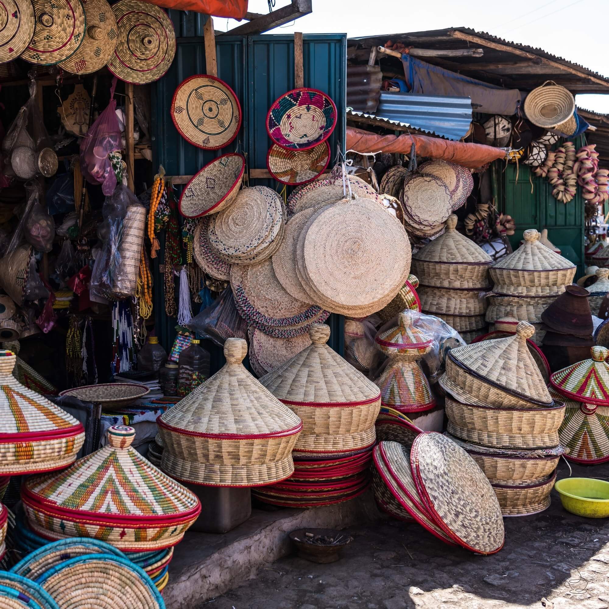 Spice and coffee market scene in Ethiopia
