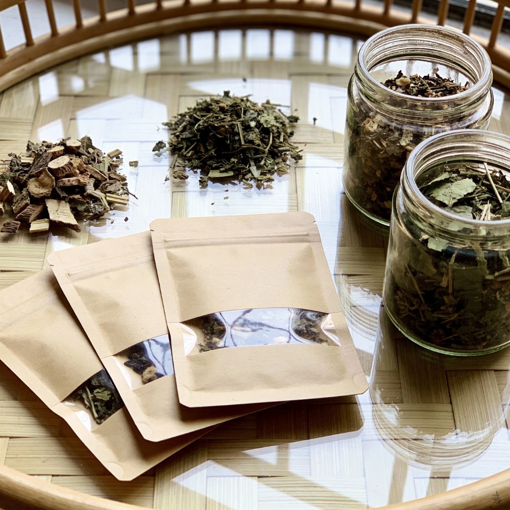 Dried herbal ingredients in jars (placeholder image)