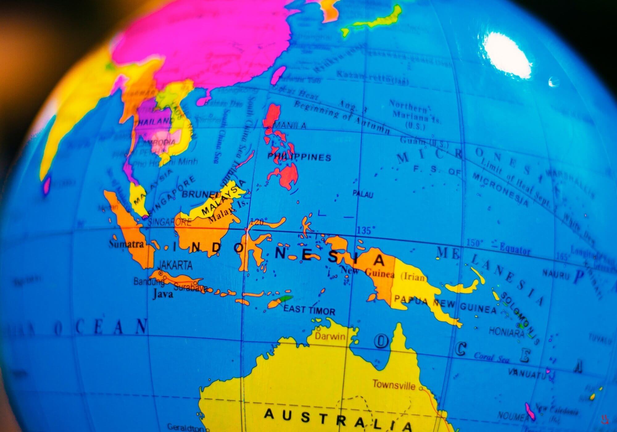 Map highlighting coffee regions in Asia-Pacific