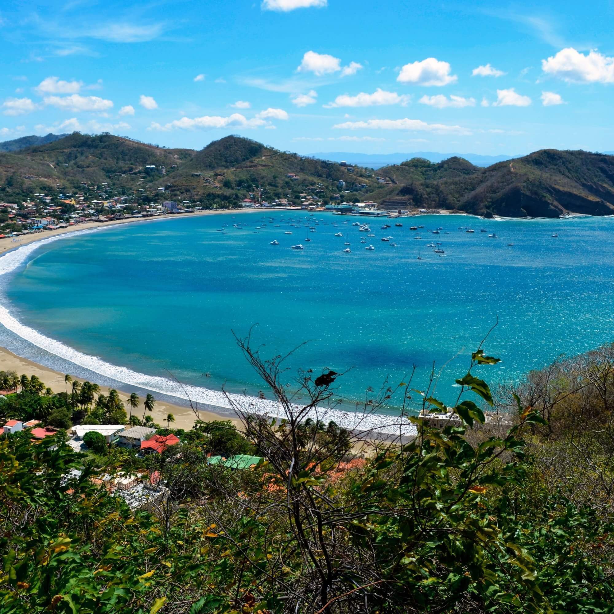 Peaceful Nicaraguan lake and hills at dusk