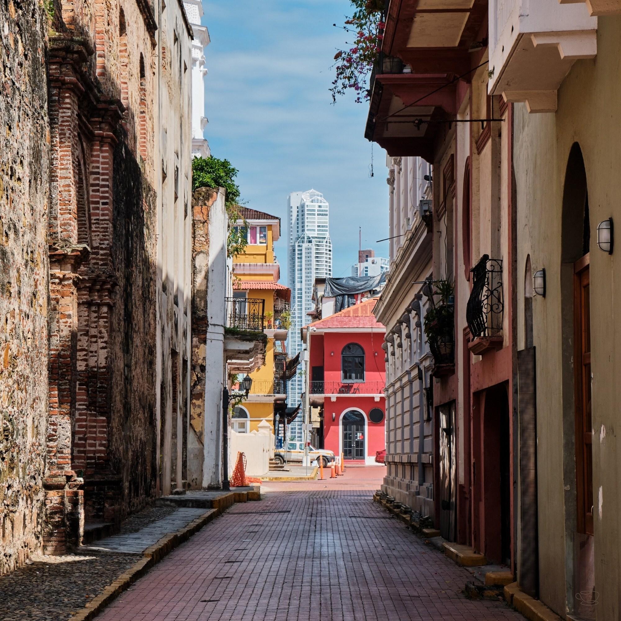 Boquete town street with cafes