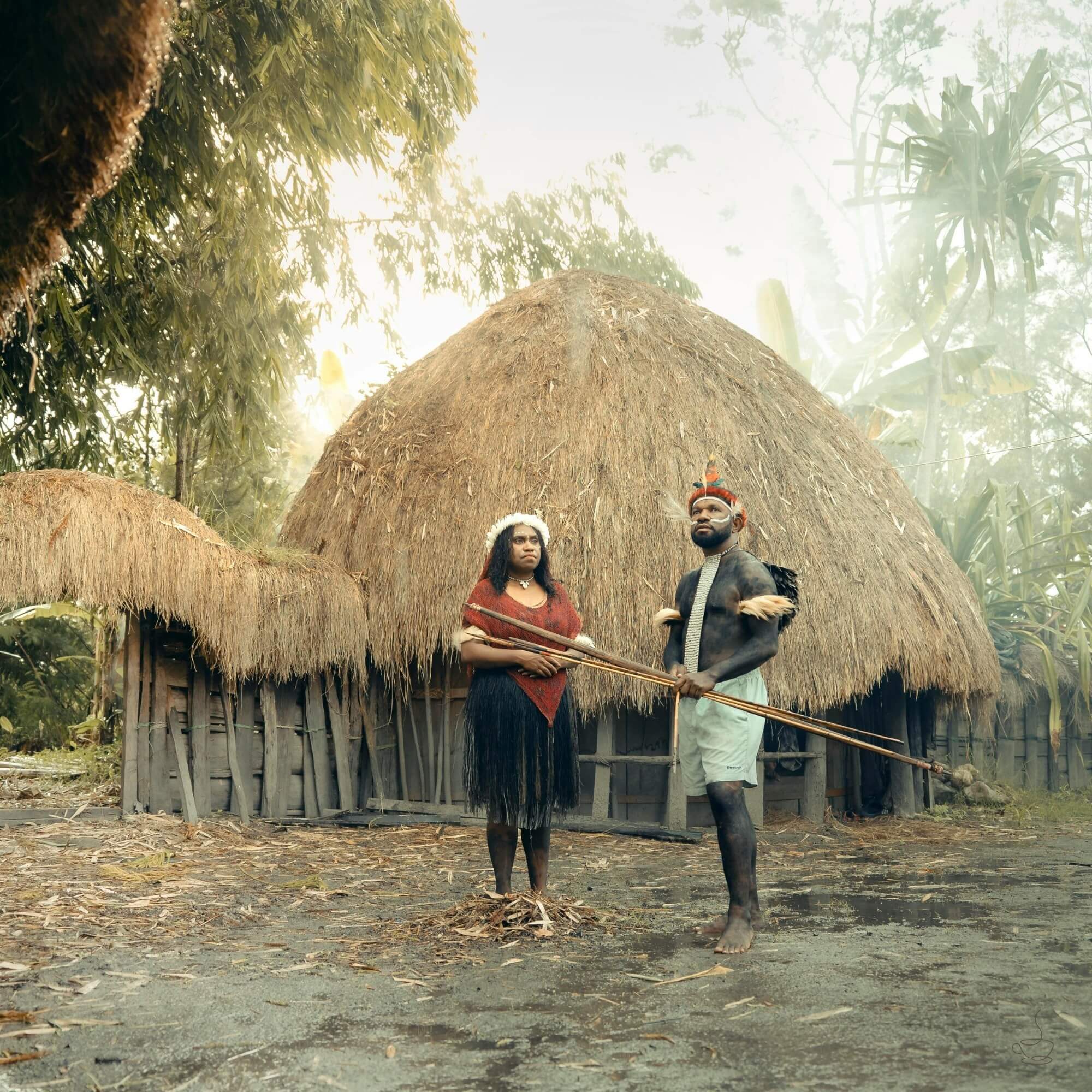 Village scene in Papua New Guinea highlands