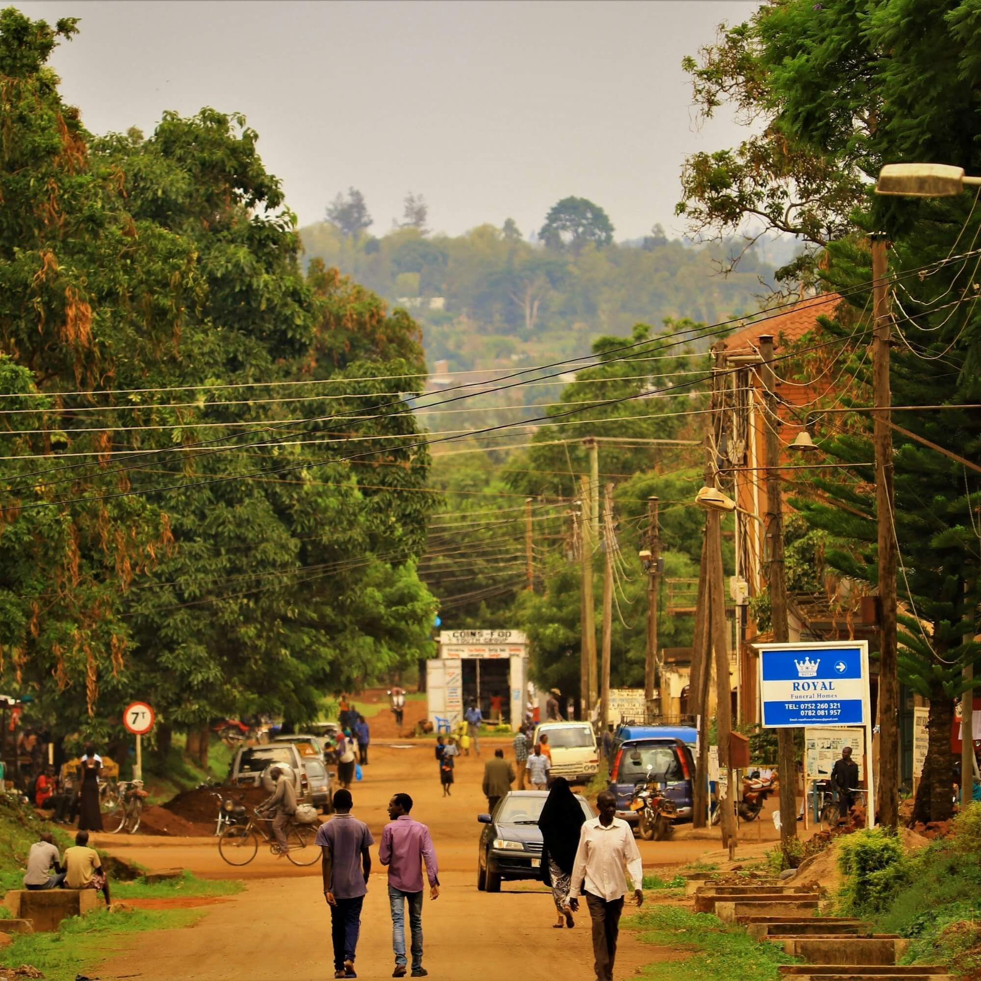 Ugandan roadside or market scene with people