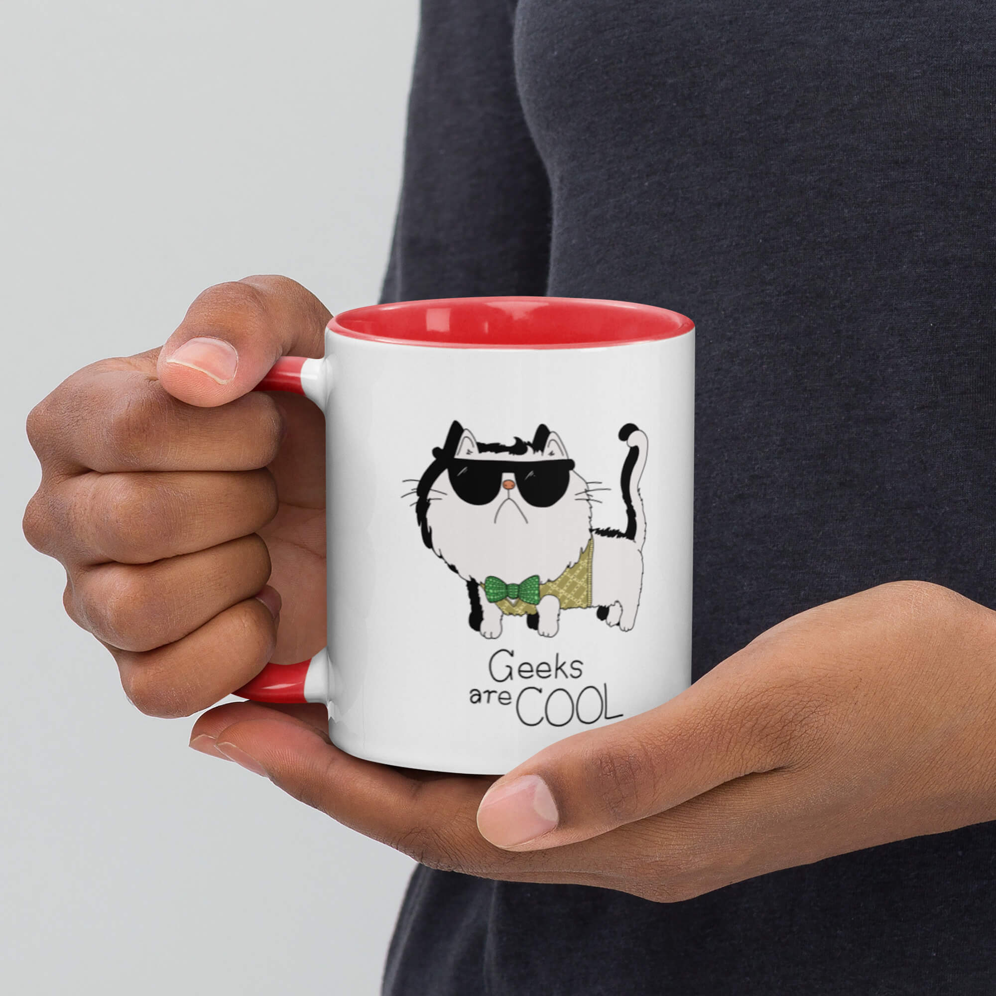 Geeks are Cool, white with a red handle coffee mug