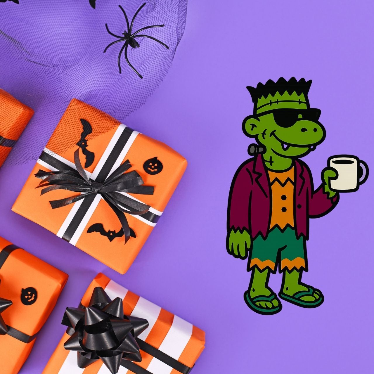 Halloween gift box with coffee and mug