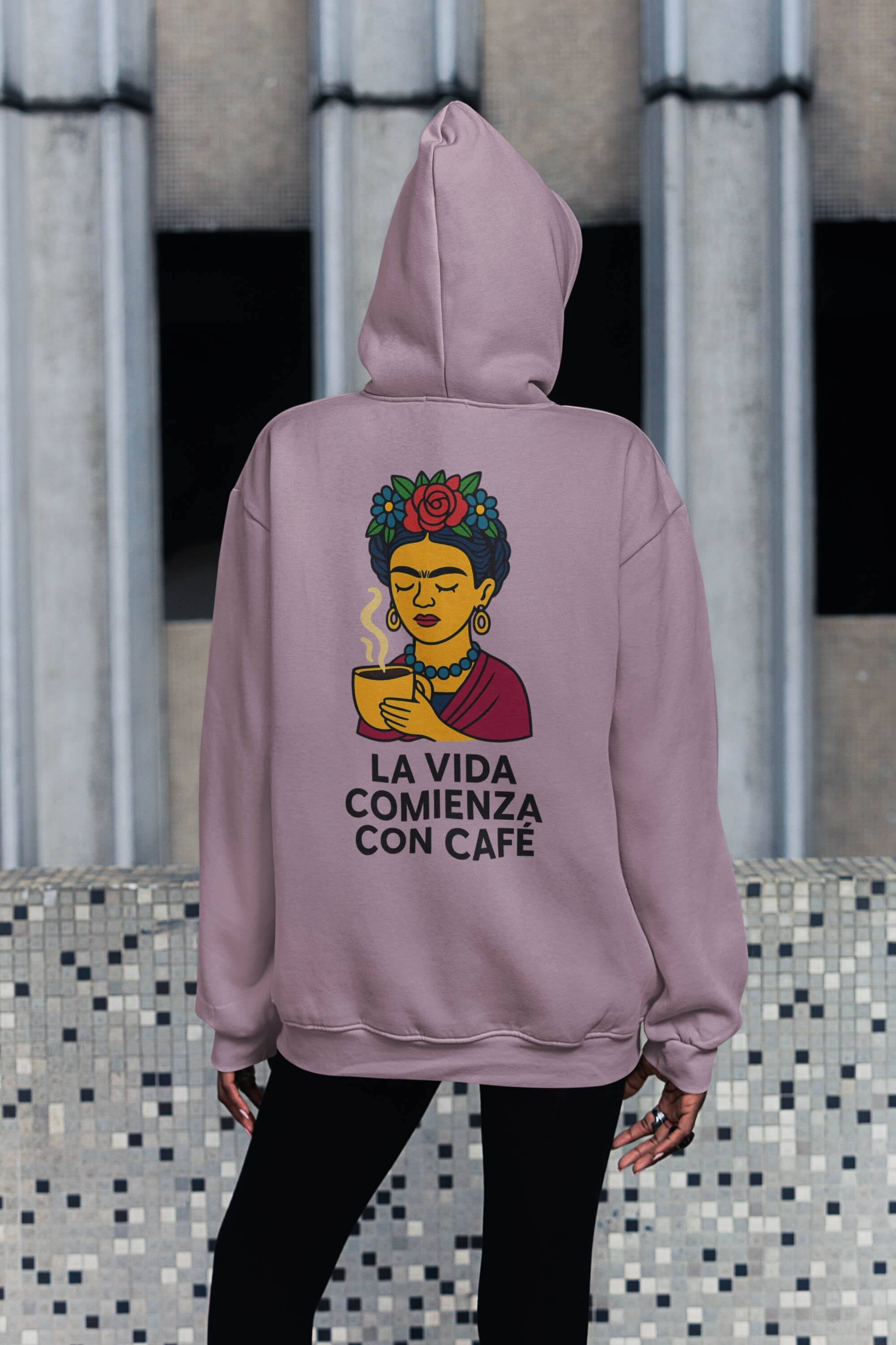 Cozy coffee hoodie folded with mug