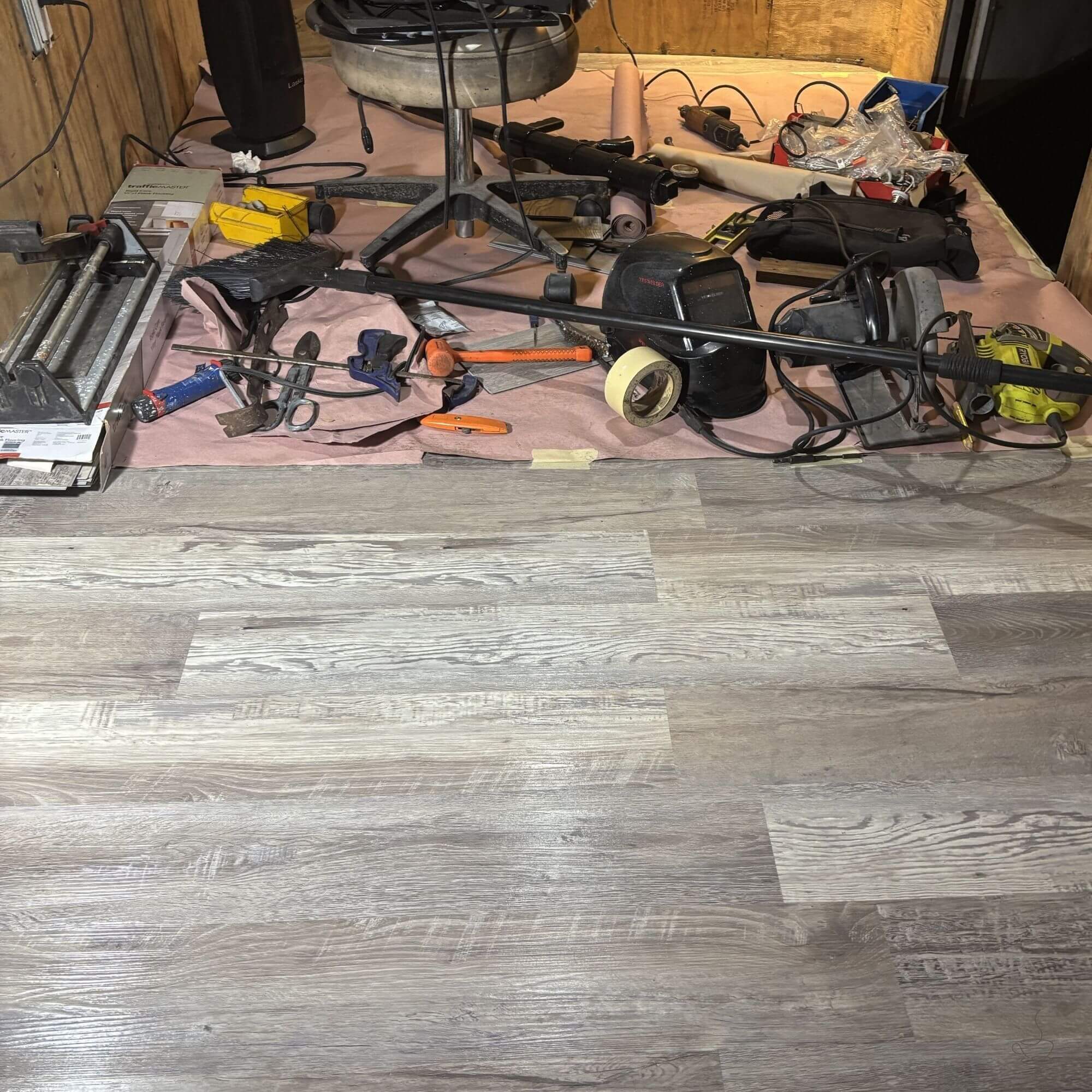 Coffee trailer floor work in progress