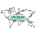 Coo Coo’s Coffee branded VW van on a coffee adventure. Surfing the worlds coffee regions