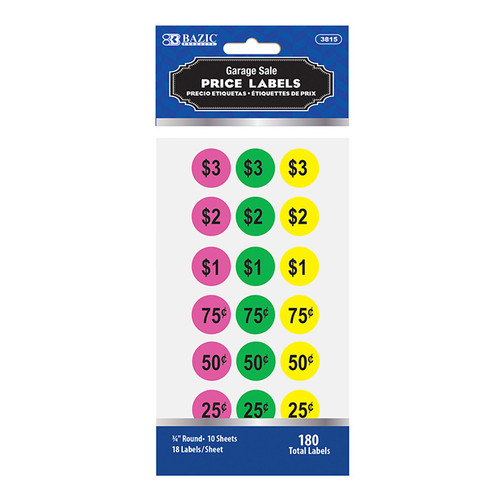 BAZIC Garage Sale Label (180/Pack)