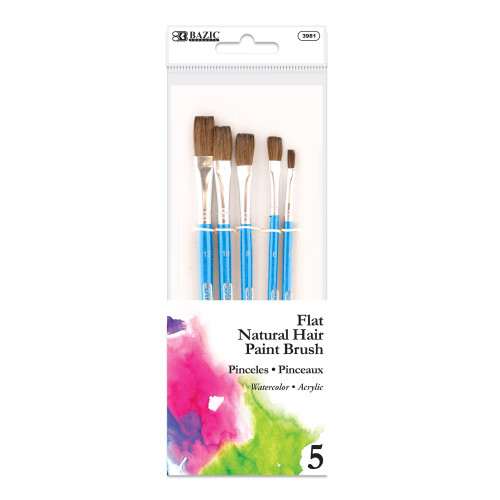 BAZIC Flat Natural Hair Paint Brush (5/Pack)