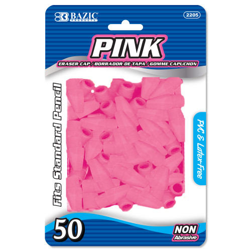 BAZIC Pink Eraser Cap (50/Pack)