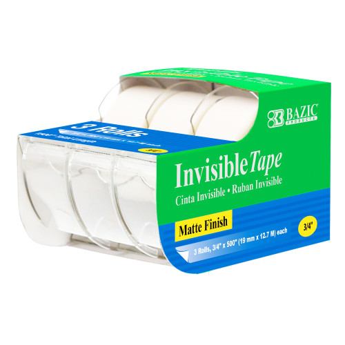 BAZIC 3/4" X 500" Invisible Tape (3/Pack)