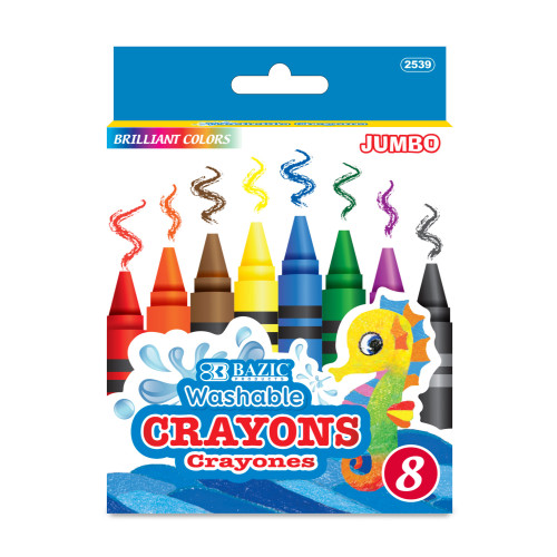 BAZIC 8 Color Washable Premium Jumbo Crayons