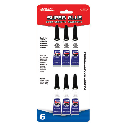 BAZIC 0.10 oz (3g) Super Glue (6/Pack)