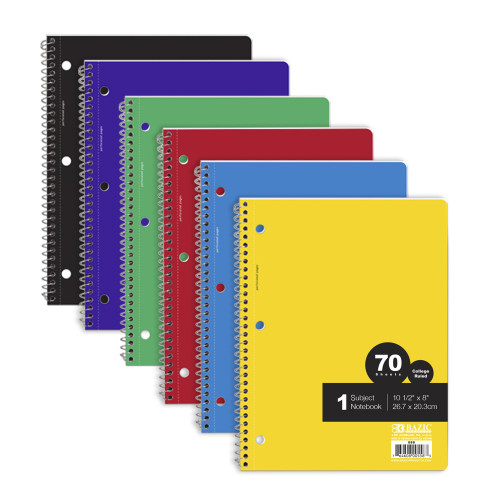 BAZIC C/R 70 Ct. 1-Subject Spiral Notebook