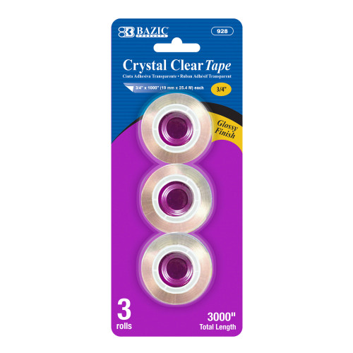 BAZIC 3/4" X 1000" Crystal Clear Tape Refill (3/Pack)