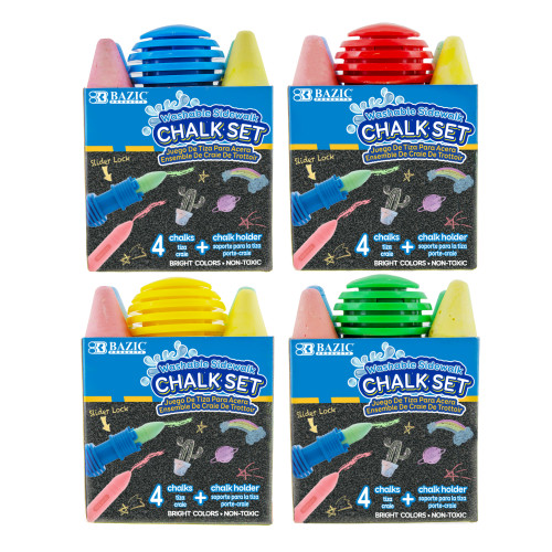 BAZIC 4 Jumbo Sidewalk Chalks & 1 Chalk Holder