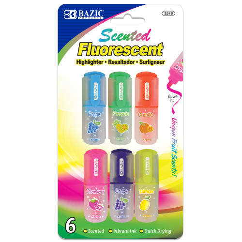 BAZIC Fruit Scented Mini Highlighters (6/Pack)