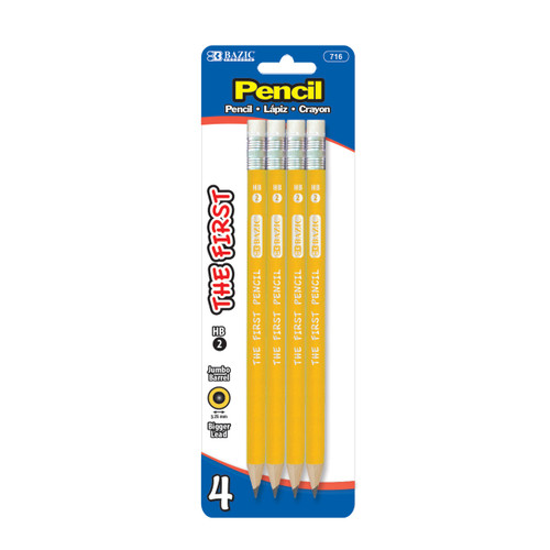 BAZIC #2 The First Jumbo Premium Yellow Pencil (4/Pack)