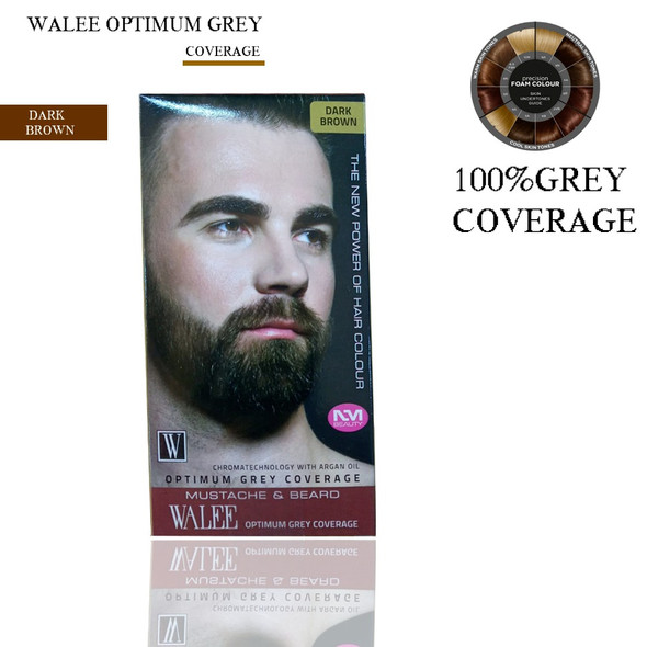 WALE  EAZICOLOR MUSTACHE AND BEARD COLOR DARK BROWN- Next Day Delivery
