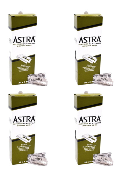 Product Description
100 Astra Superior Platinum Razor Blades Box Astra Superior Platinum, Also Called Green Astra Blades To Distinguish Them From Blue Colour And By Lower Quality Astra Super Stainless Blades, Are Razor Blades (For Safety And Straight Razors Such As Shavette) Produced By Procter&Gamble In St. Pietroburgo. Among More Balanced Razor Blades On The Marketplace, Astra Blades Are Sharp, Don't Hop, Don't Scratch, By Great Strength And Quite Cheap. Manufacturer: Procter&Gamble, St. Pietroburgo How Many Blades Are There In Every Pack: 5 Blades Wrapped In Waxed Paper Individually. Do You Want To Know Our Opinion On Some Of The Most Famous Razor Blades On The Marketplace? Read Our Blog's Article.

Safety Warning
Please keep out of reach of children.

Box Contains
100 Astra Superior Platinum Double Edge Razor Blades