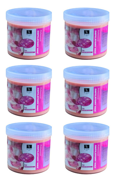 Walee Professional Pink Wax Pot Tub Jar Depilatory Face Leg Body Waxing Strip Beauty (500g) (one size, 3000, gram) 6PC (Each one price 5.49)- Next Day Free Delivery