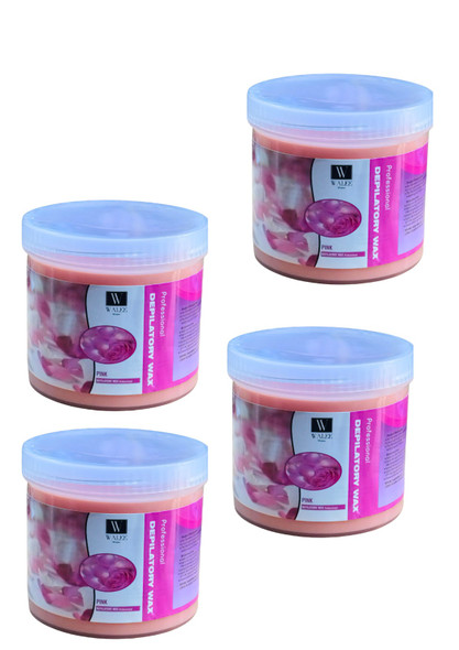 Walee Professional Pink Wax Pot Tub Jar Depilatory Face Leg Body Waxing Strip Beauty (500g) (one size, 2000, gram) 4PC (Each one price 5.99)- Next Day Free Delivery