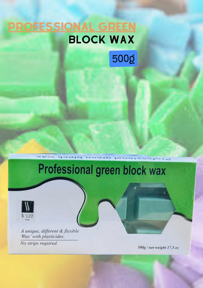 Walee Professional Hot Film Wax Green Blocks 500g hard delicate waxing peelable (1, 500, gram) 1PC- Next Day Delivery