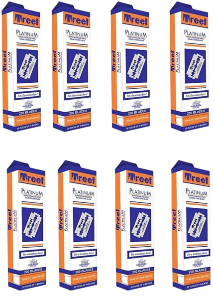 Treet New Steel Professional Double Edge Razor Blades 1600 blades(8pcs)  for Barbers (Each one price 7.25)- Next Day Free Delivery