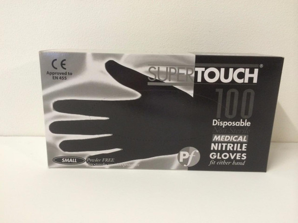 Supertouch Nitrile Powder & Latex Free Black SIZE SMALL Medical Gloves- Next Day Delivery