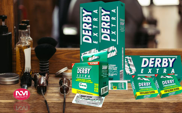 All Derby razor blades are manufactured from stainless razor blade steel strip from Sweden hardened and ground by utilizing most advanced equipment all derby razor blades cutting edges are deposited with chromium ceramic, tungsten and platinum by advanced