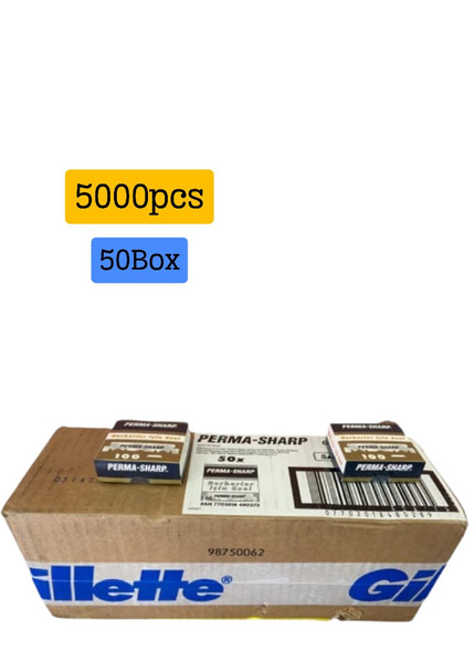 5000 (50 pcs) BOX PERMA SHARP SINGLE EDGE RAZOR BLADES (Each one price 4.48)- Next Day Free Delivery