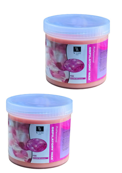 Walee Professional Pink Wax Pot Tub Jar Depilatory Face Leg Body Waxing Strip Beauty (500g) (one size, 1000, gram) 2PC (Each one price 6.49)