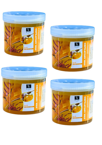Walee Professional Honey Wax Pot Tub Jar Depilatory Face Leg Body Waxing Strip Beauty (500g) (one size, 2000, gram) 4PC (Each one price 5.99)- Next Day Free Delivery
