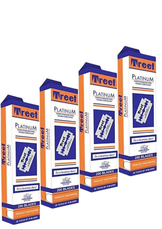 Treet New Steel Professional Double Edge Razor Blades 800 blades(4pcs)  for Barbers (Each one price 7.75)